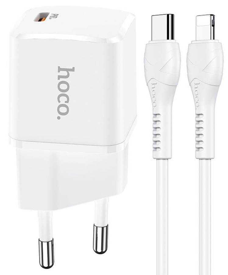 

Сетевое зарядное устройство Hoco N10 Starter 20W, 1USB, USB type-C, Quick Charge, PD, 3A, белый, Lightning/Type-C, N10 Starter
