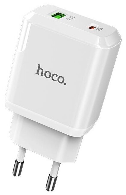 

Сетевое зарядное устройство Hoco N5 Favor 20W, 1USB, USB type-C, Quick Charge, PD, 3A, белый, USB Type-C - USB Type-C, N5 Favor