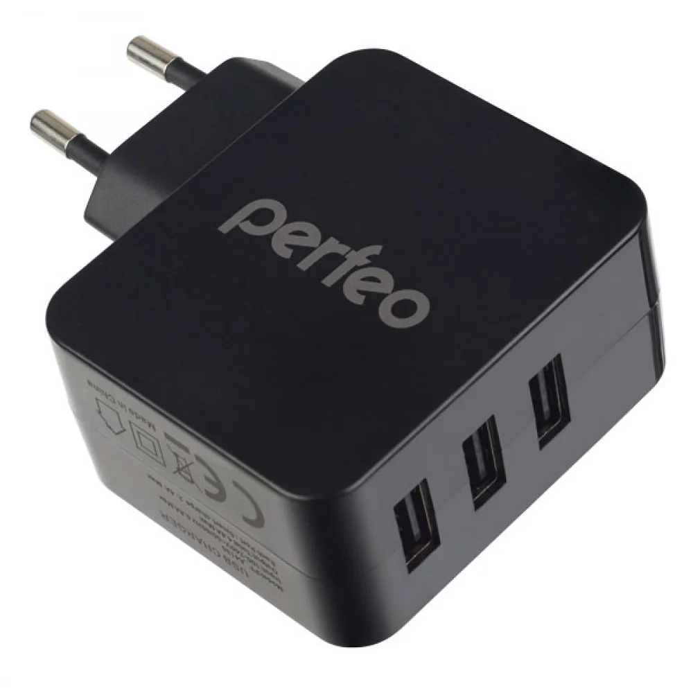 

Сетевое зарядное устройство Perfeo CUBE 3, 3USB, черный (PF_A4135), CUBE 3