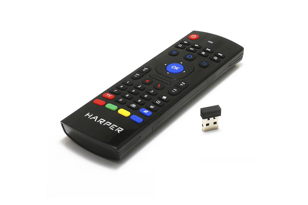 

Пульт HARPER KBWL-030, аэромышь, USB, 2.4 ГГц, ИК режим, Windows/Mac OS/Android OS/Linux OS для Smart TV, черный (KBWL-030), KBWL-030