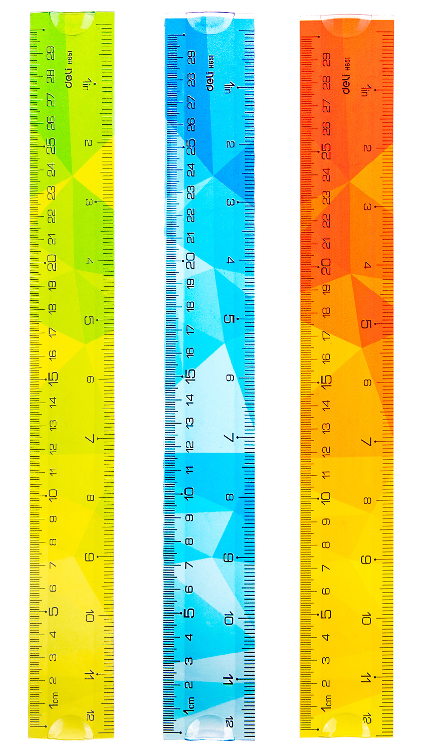 Линейка Deli 30 см, пластик, ассорти (EH651)