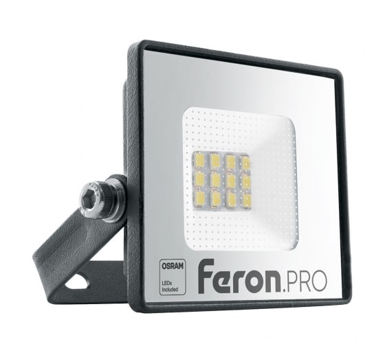 

Прожектор светодиодный Feron, 10Вт, 900лм, 6400, IP65, черный (41537), 0