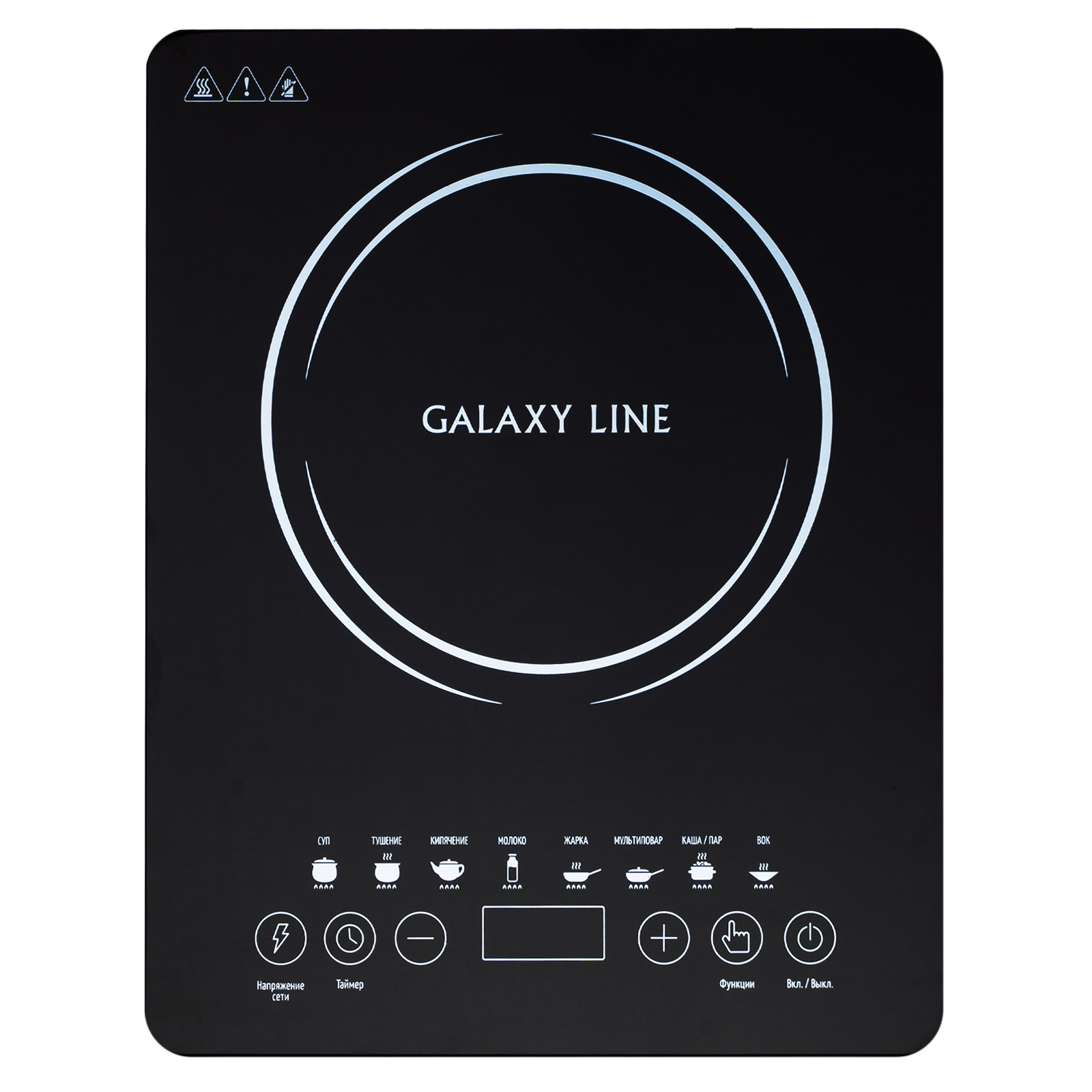 

Плита компактная электрическая Galaxy GL3065, стеклокерамика, индукционная, 2000Вт, конфорок - 1шт., черный (гл3065л), GL3065
