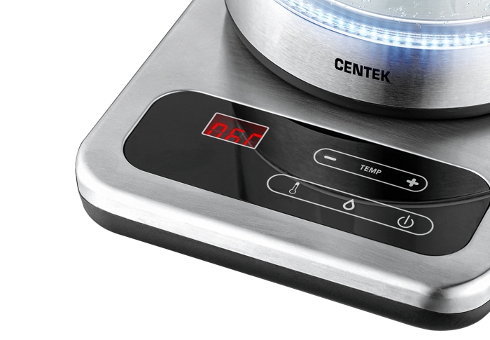 

Чайник Centek CT-0031 1.7л. 2200Вт, Стекло/нержавеющая сталь/пластик, черный/серебристый (CT-0031), CT-0031
