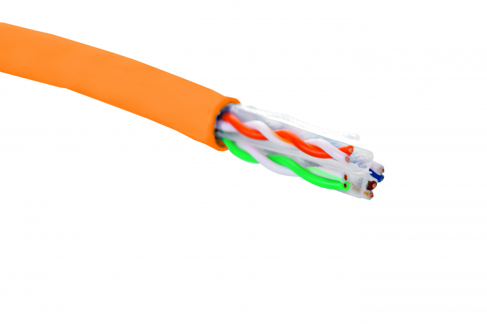 Витая пара UTP кат.6, 4 пары, CU, 0.56мм, 305м., внутренний, одножильный, оранжевый, Eurolan (19C-U6-12OR-B305)