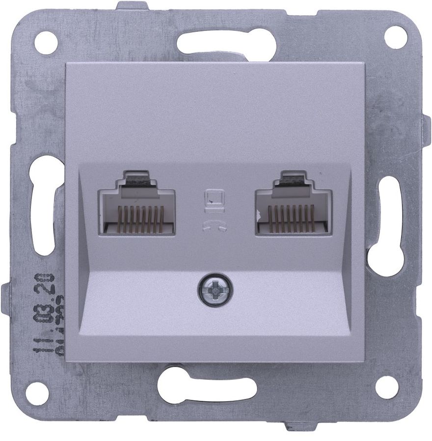 

Розетка RJ-45 скрытый монтаж категория 5e, механизм без рамки, серебро, PANASONIC Karre Plus & Arkedia Slim (WKTT04062SL-RU)