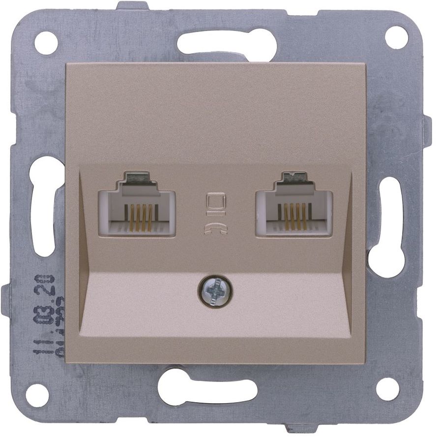 Розетка RJ-11 скрытый монтаж категория 3, 1 модуль, механизм без рамки, бронзовый, PANASONIC Karre Plus & Arkedia Slim (WKTT04122BR-RU) - фото 1