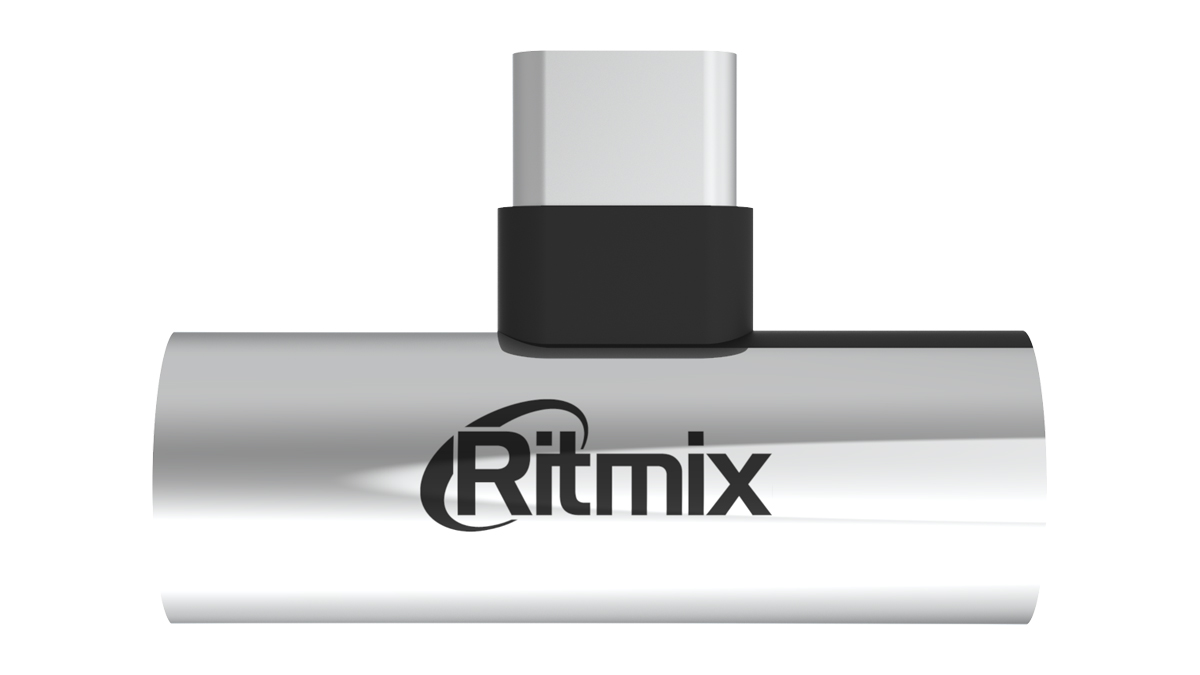 

Переходник (адаптер) USB Type-C(M)-Jack 3.5mm(F)/USB Type-C(F) угловой, серебристый Ritmix RCC-034 Silver, RCC-034 Silver