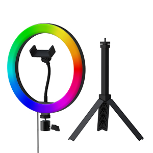 

Кольцевая RGB лампа Ritmix RRL-263 для универсальный для смартфона до 80мм, 120 × светодиод Регулировка цветовой температуры, Регулировка яркости: 9 уровней, Управление: на кабеле, черный, RRL-263