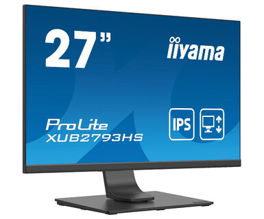 

Монитор 27" Iiyama XUB2793HS-B4 IPS, 1920x1080 (16:9), 4мс, 178°/178°, VGA, HDMI, DisplayPort, черный (XUB2793HS-B4), XUB2793HS-B4