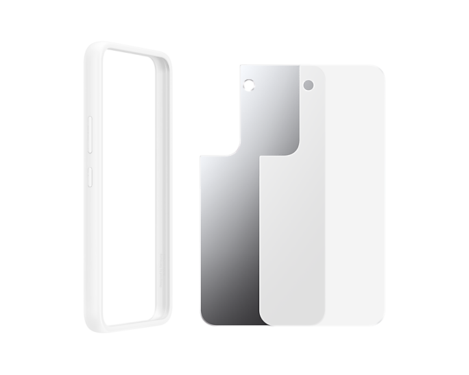 

Чехол-накладка Samsung Frame Cover clear для смартфона Samsung Galaxy S22, Поликарбонат, полиметилметакрилат (ПММА), термопластичный полиуретан, прозрачный белый (EF-MS901CWEGRU)