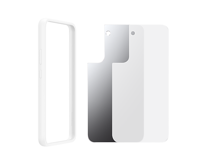 

Чехол-накладка Samsung Frame Cover clear/white для смартфона Samsung Galaxy S22 +, поликарбонат, полиметилметакрилат (ПММА), термопластичный полиуретан, Прозрачный с белой рамкой (EF-MS906CWEGRU)