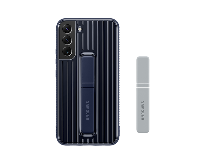 

Чехол-накладка Samsung Protective Standing d.blue для смартфона Samsung Galaxy S22 +, термопластичный полиуретан, поликарбонат, тёмно-синий (EF-RS906CNEGRU)