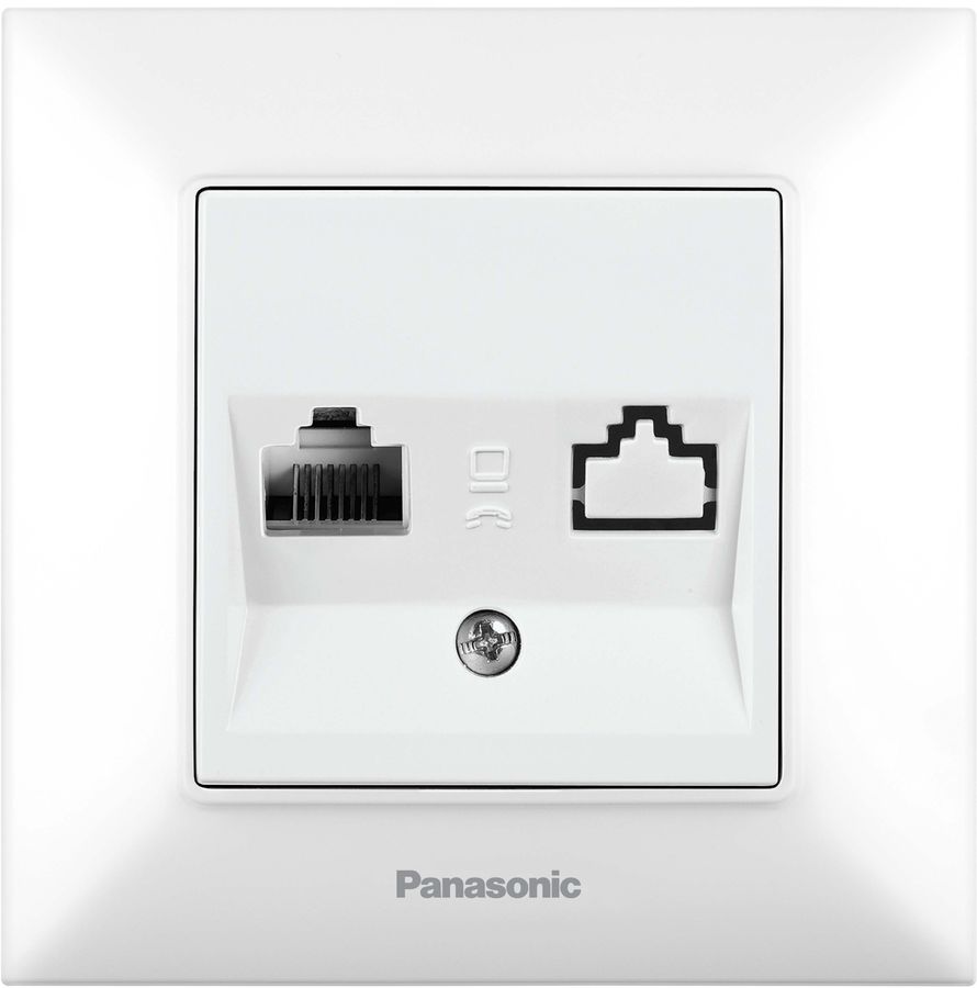 

Розетка RJ-11 скрытый монтаж категория 3, механизм в сборе, белый, PANASONIC Arkedia Slim (WNTC04022WH-RU)