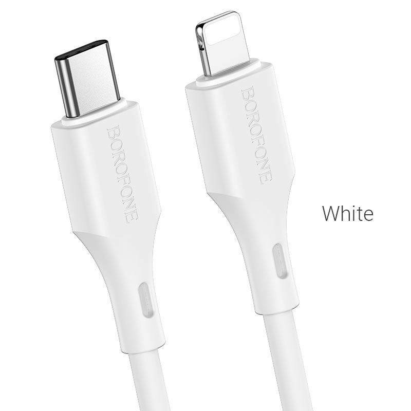 

Кабель Lightning 8-pin-USB Type-C, 3A быстрая зарядка, 1м, белый Borofone BX49 (6931474740236), BX49