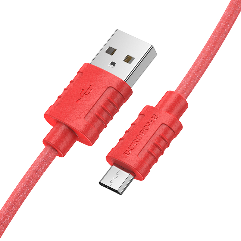 

Кабель Micro USB 2.0(Bm)-USB 2.0(Am), 2.4A, 1м, красный Borofone BX52 (6931474744456), BX52
