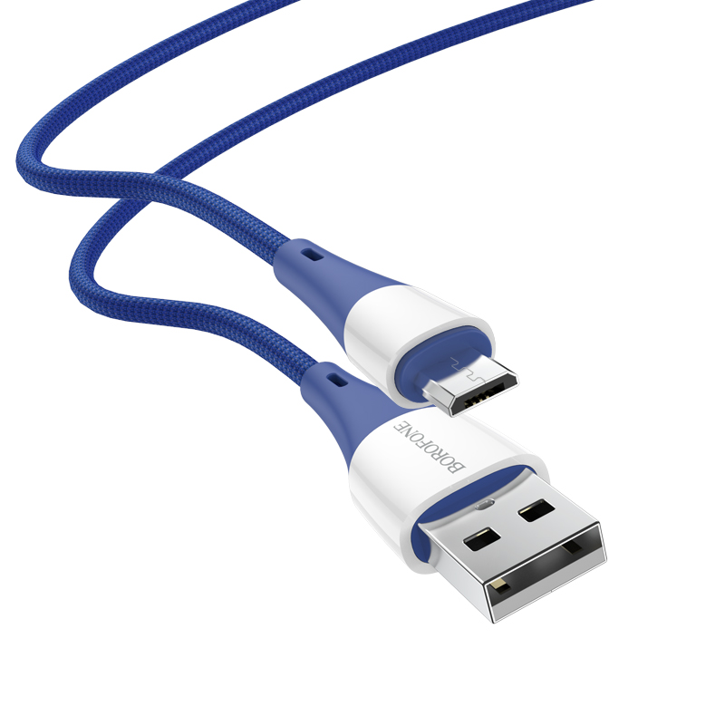 

Кабель Micro USB 2.0(Bm)-USB 2.0(Am), 2.4A, 1м, синий Borofone BX60 (6931474753243), BX60