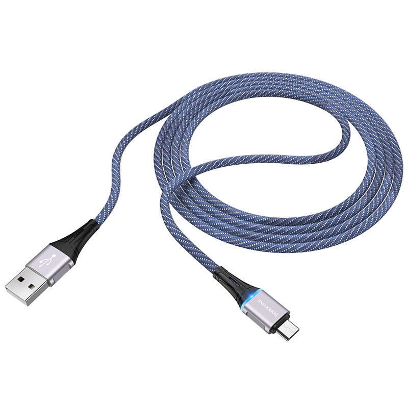 

Кабель Micro USB 2.0(Bm)-USB 2.0(Am), 2.4A, 1.2м, синий Borofone BU25 (6931474728234), BU25