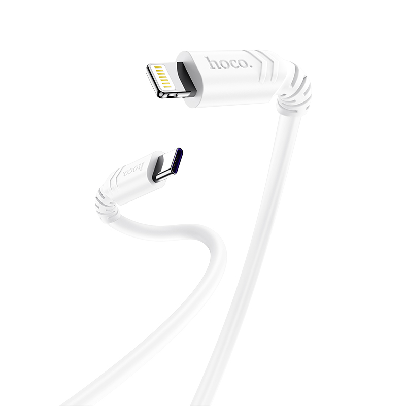 

Кабель Lightning 8-pin(m)-USB Type-C(m), 3A, 1м, белый HOCO x62 (6931474748676), x62