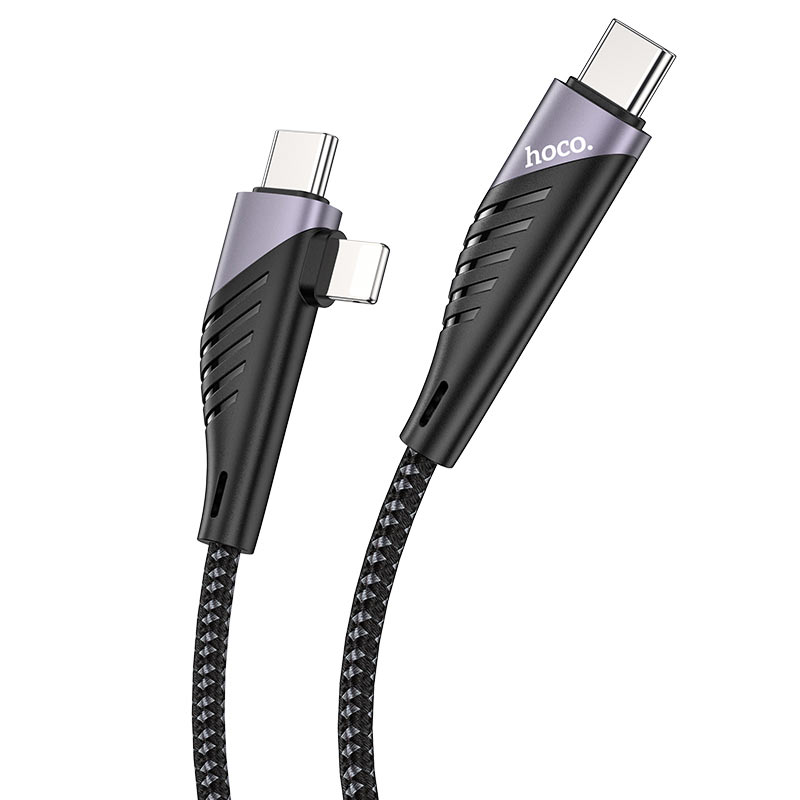 

Кабель USB Type-C(m)-USB Type-C(m)+Lightning 8-pin(m), 3A, 1.2м, черный HOCO U95 (6931474741486 / УТ-00010457), U95