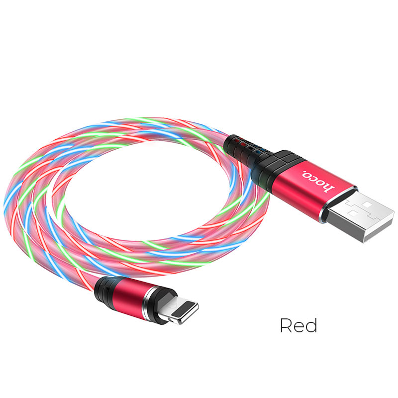 

Кабель Lightning 8-pin(m)-USB 2.0(Am), 2.4A, 1м, красный HOCO U90 (6931474730015 / УТ-00009585), U90