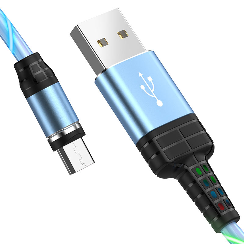 

Кабель Micro USB 2.0(Bm)-USB 2.0(Am), 2.1A, 1.2м, синий HOCO Ingenious U90 (6931474730046 / УТ-00009589), U90