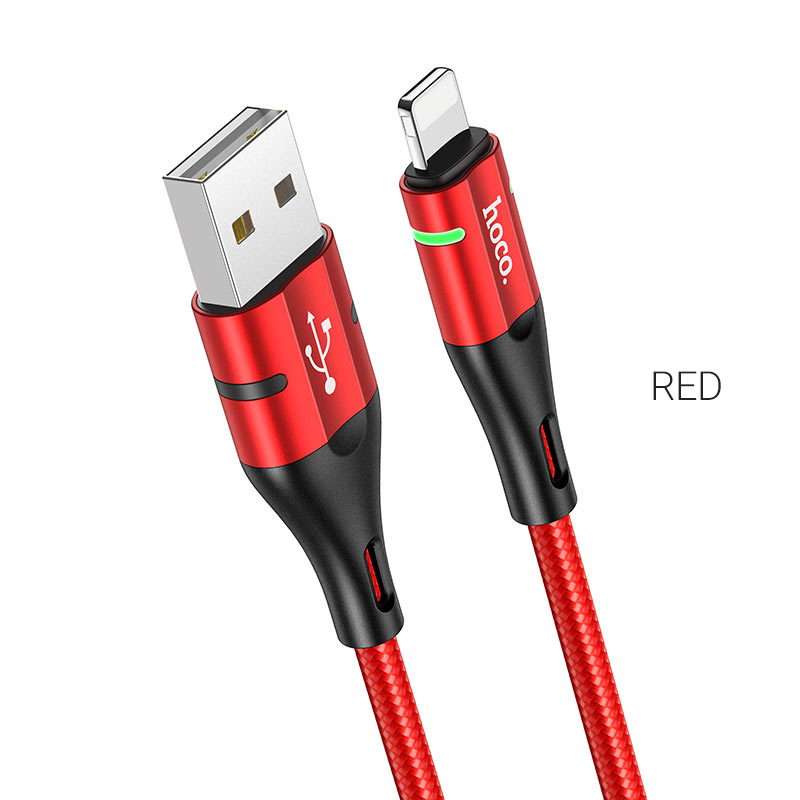 

Кабель Lightning 8-pin-USB, 2.4A, 1.2м, красный HOCO Shadow U93 (6931474732149 / УТ-00010511), U93