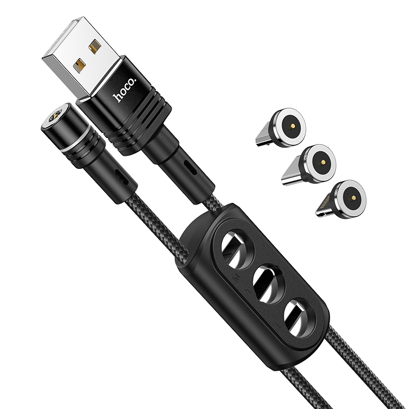 

Кабель USB Type-C(m)-Lightning 8-pin(m)+Micro USB 2.0(Am)+USB 2.0 Type-C(m), 2.4A, 1.2м, магнитный черный HOCO U98 (6931474745330 / УТ-00011583), U98