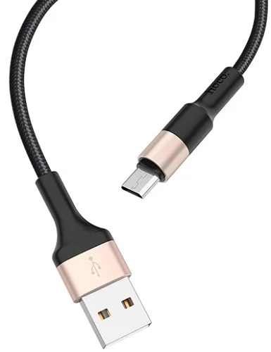 

Кабель Micro USB-USB, 2.4A, 1м, черный/золотой HOCO RA3 (УТ000022076), RA3