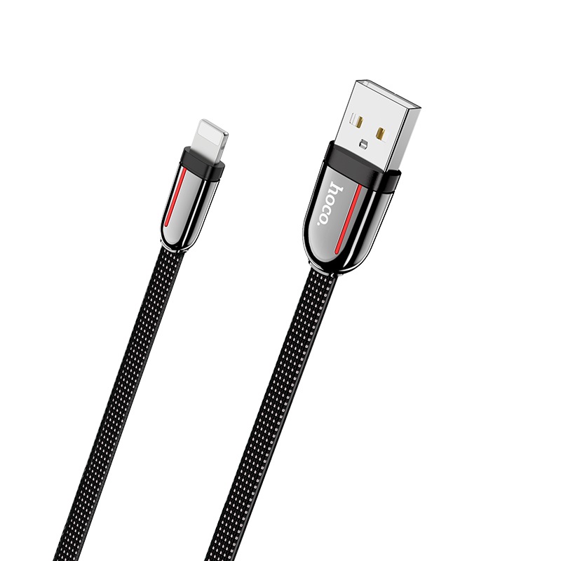 

Кабель Lightning 8-pin-USB, плоский, 2.4A, 1.2м, черный HOCO grand U74 (УТ-00007976), U74
