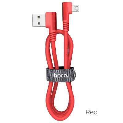 

Кабель Micro USB 2.0(Bm)-USB 2.0(Am), угловой, 2.4A, 1.2м, красный HOCO Puissant silicone U83, U83