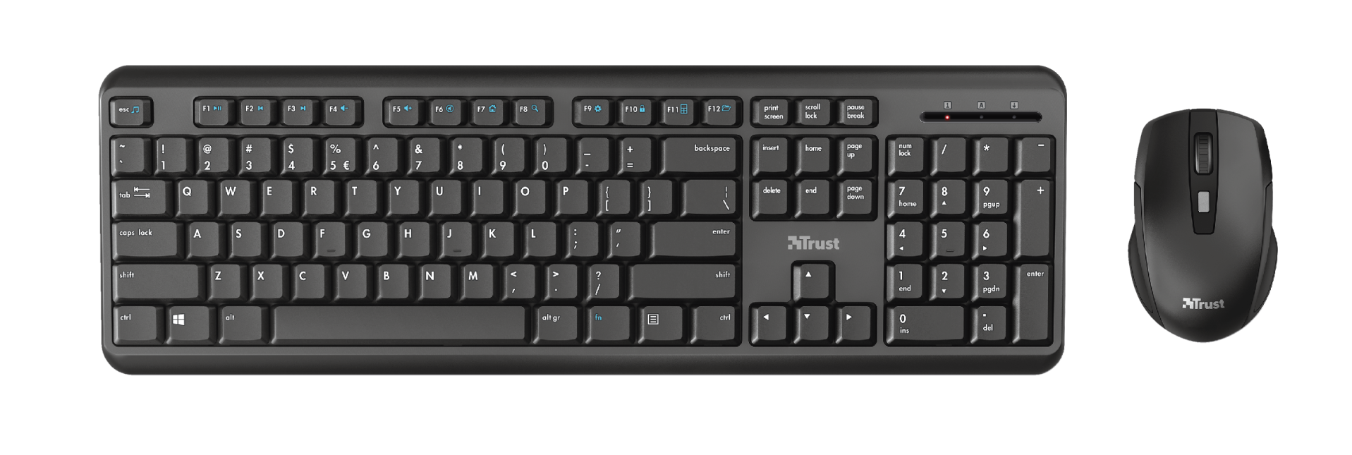 Клавиатура + мышь Trust Ody, беспроводная, USB, чёрный (24159)