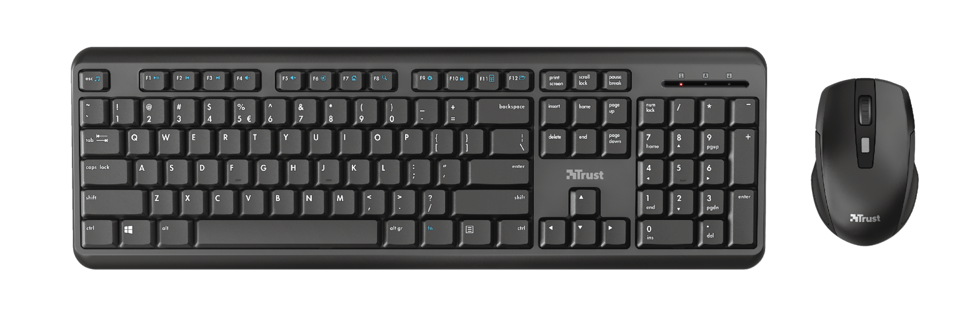 

Клавиатура + мышь Trust Ody, беспроводная, USB, чёрный (24159), Черный, Ody
