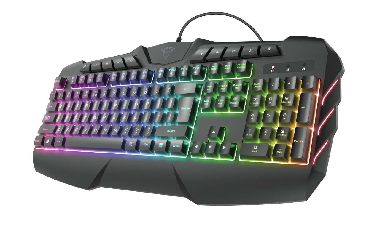 

Клавиатура проводная Trust GXT 881 ODYSS, полумеханическая, подсветка, USB, черный (24303), GXT 881 ODYSS