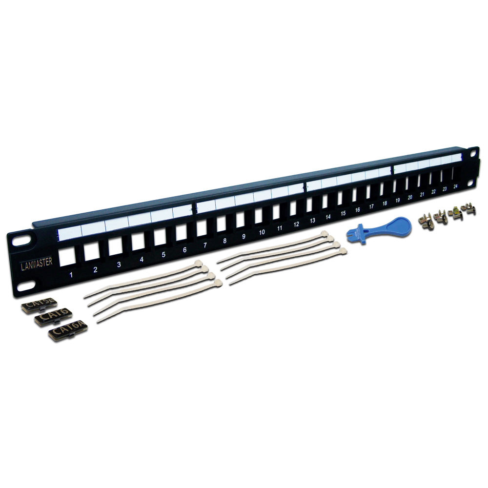 

Патч-панель в шкаф 19" 1U, порты: 24 x RJ-45, LANMASTER (LAN-PPL24OK-UTP)