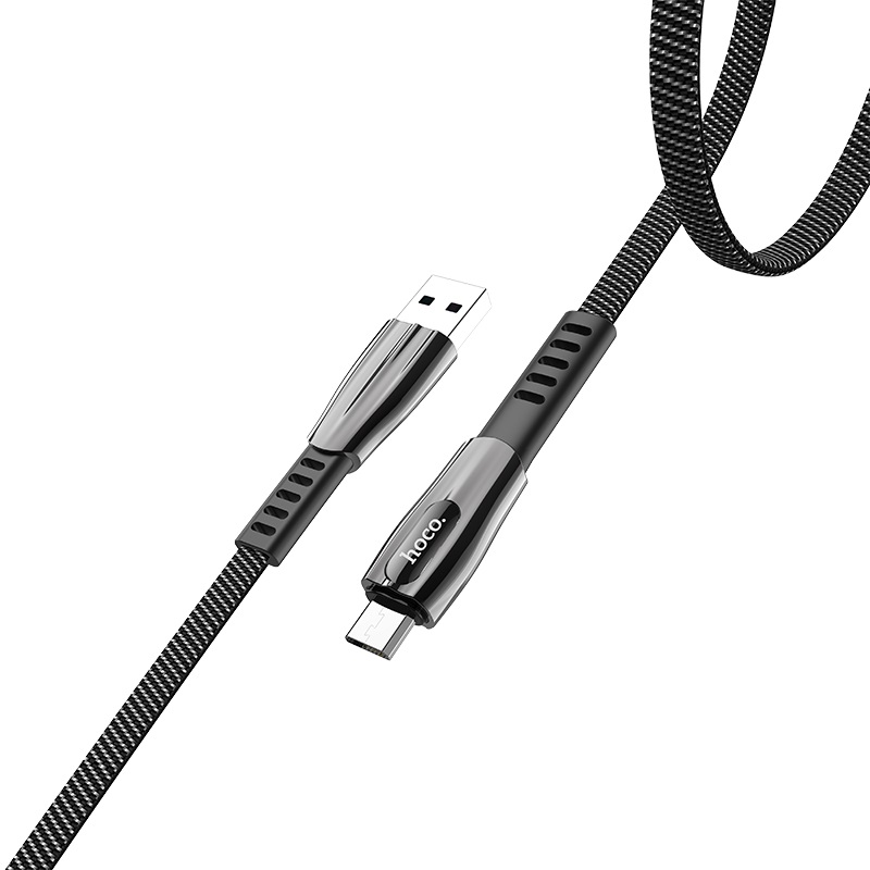 

Кабель Micro USB-USB, плоский, 2.4A, 1.2м, темно-серый HOCO U70 (УТ-00008038), U70