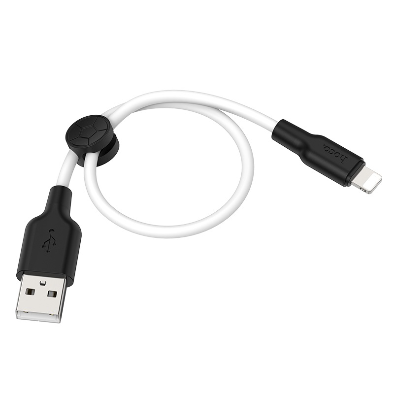

Кабель USB-Lightning 8-pin, 2.4А, 25 см, белый/черный, HOCO X21 Plus (6931474712349), X21