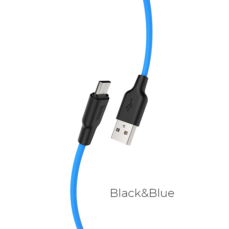 

Кабель Micro USB-USB, 2.4A, 1м, черный/синий HOCO x21plus (6931474711885), x21plus