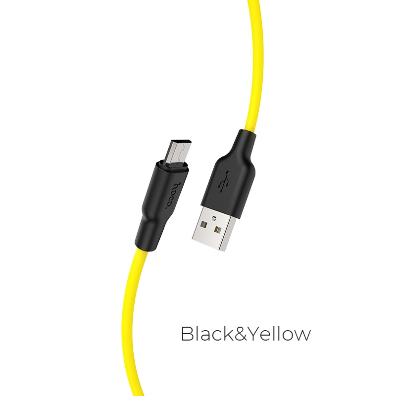

Кабель Micro USB-USB, 2.4A, 1м, черный/желтый HOCO x21plus (6931474711892), x21plus