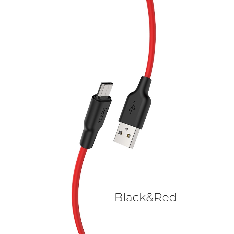 

Кабель Micro USB-USB, 2.4A, 1м, черный/красный HOCO (6931474711878)