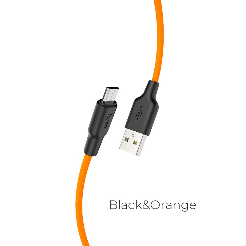 

Кабель Micro USB-USB, 2.4A, 1м, черный/оранжевый HOCO x21plus (6931474711908), x21plus