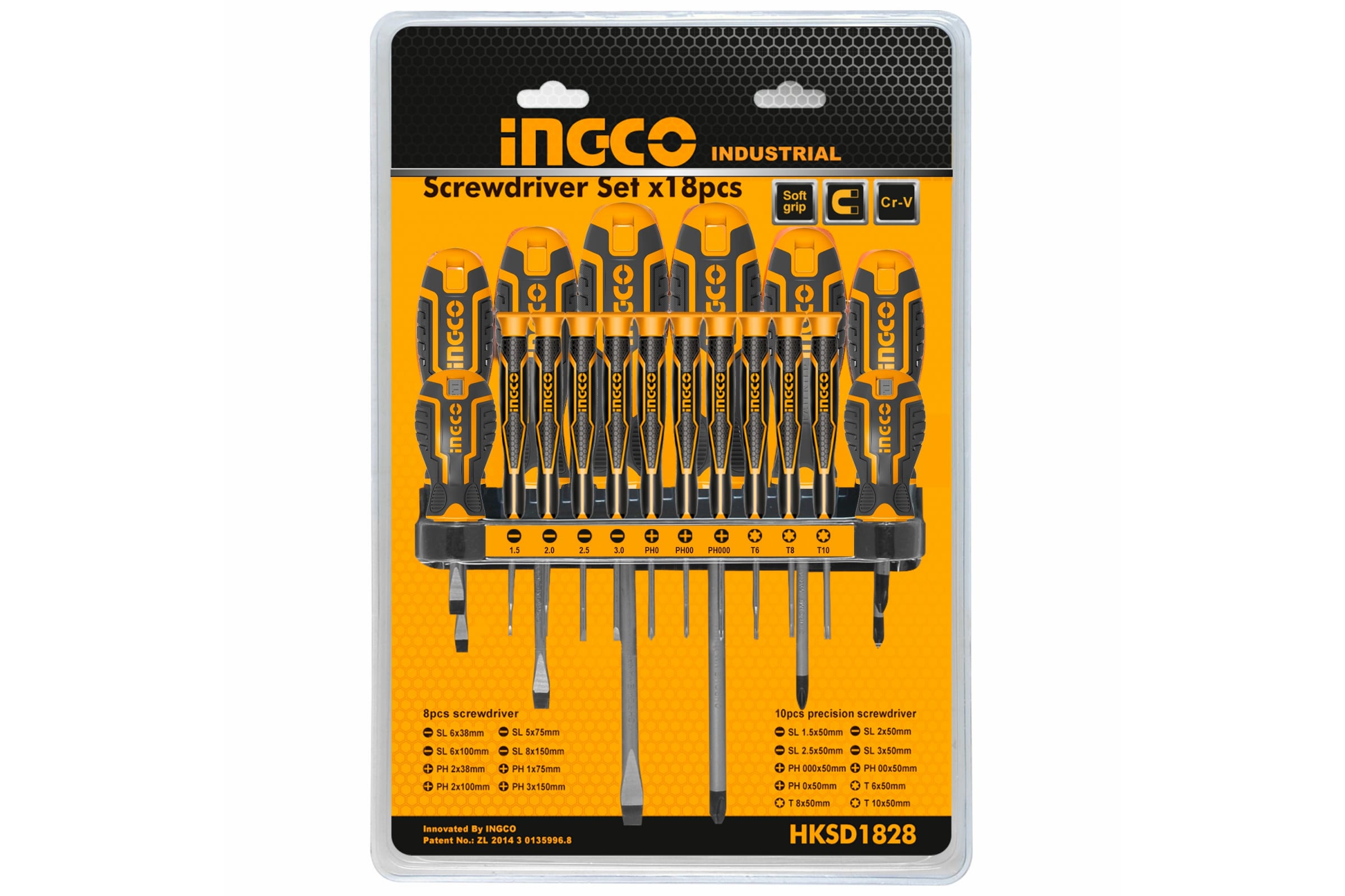 

Набор отверток, предметов в наборе: 18шт., насадки CrV, блистер, INGCO (HKSD1828)