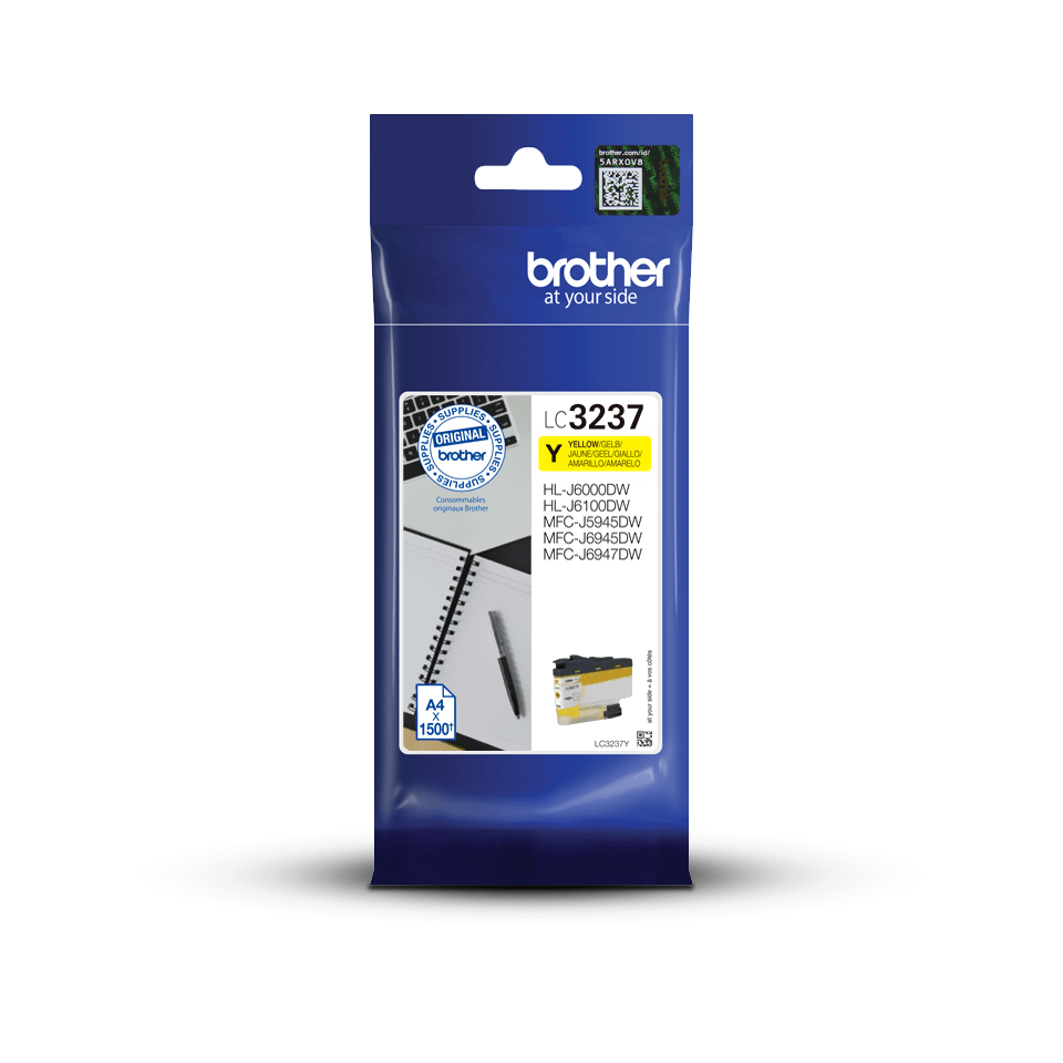 

Картридж струйный Brother LC3237 (LC3237Y), желтый, оригинальный, ресурс 1500 страниц для Brother HLJ6000DWRE1/MFCJ5945DWRE1/MFCJ6945DWRE1, LC3237