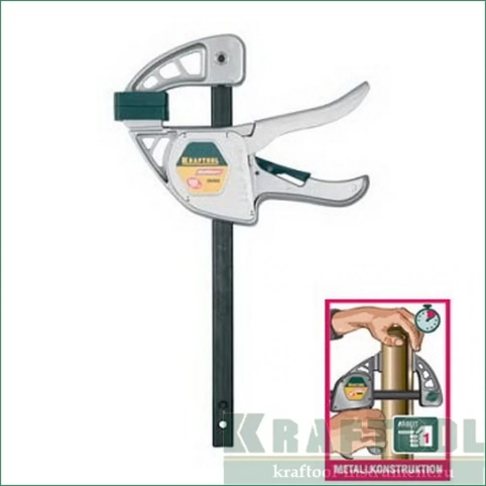 

Струбцина пистолетная Kraftool 32228-15, быстрозажимная, 15 см x 35 см, 32228-15