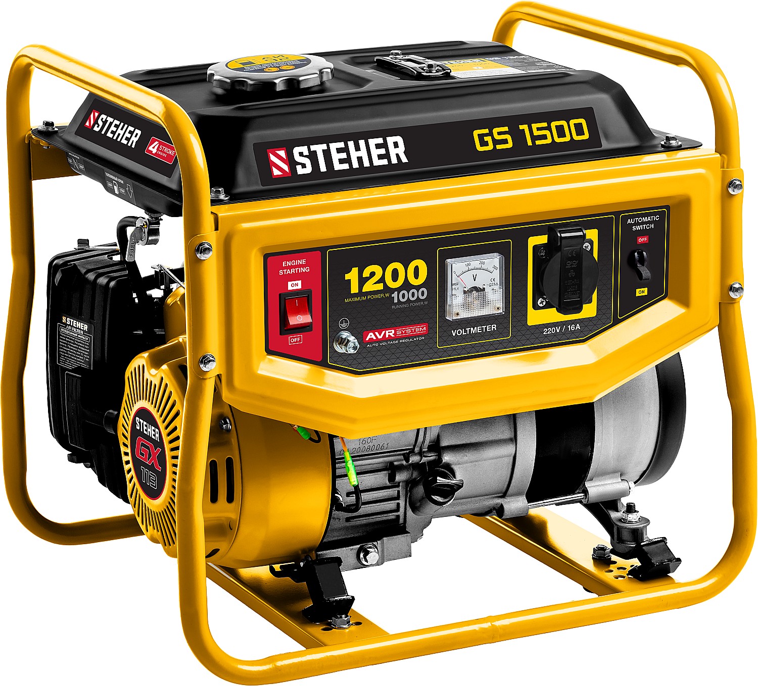 Электрогенератор STEHER GS-1500, 4 л.с., 1.2 кВт