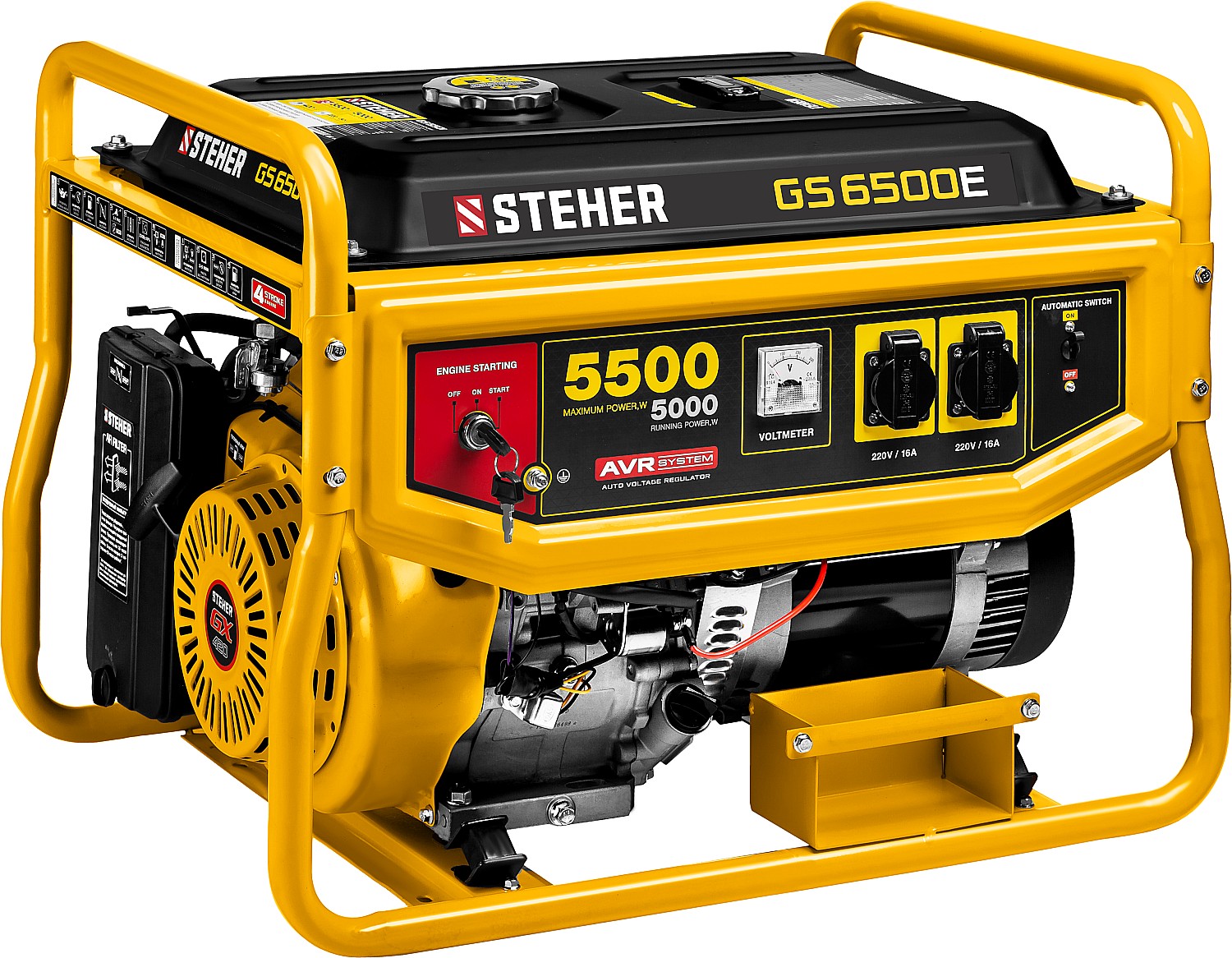 Электрогенератор STEHER GS-6500Е, 15 л.с., 5.5 кВт