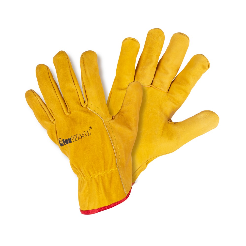 Перчатки универсальные кожаные кожа, буйвол кожа, механическое, скольжение, общие производственные загрязнения, XL/10, желтый, FoxWeld Миньон СА-04 (7771)