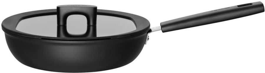 

Сотейник Fiskars 1052238 Hard Face Optiheat 26см, алюминий, антипригарное покрытие, черный с крышкой, 1052238