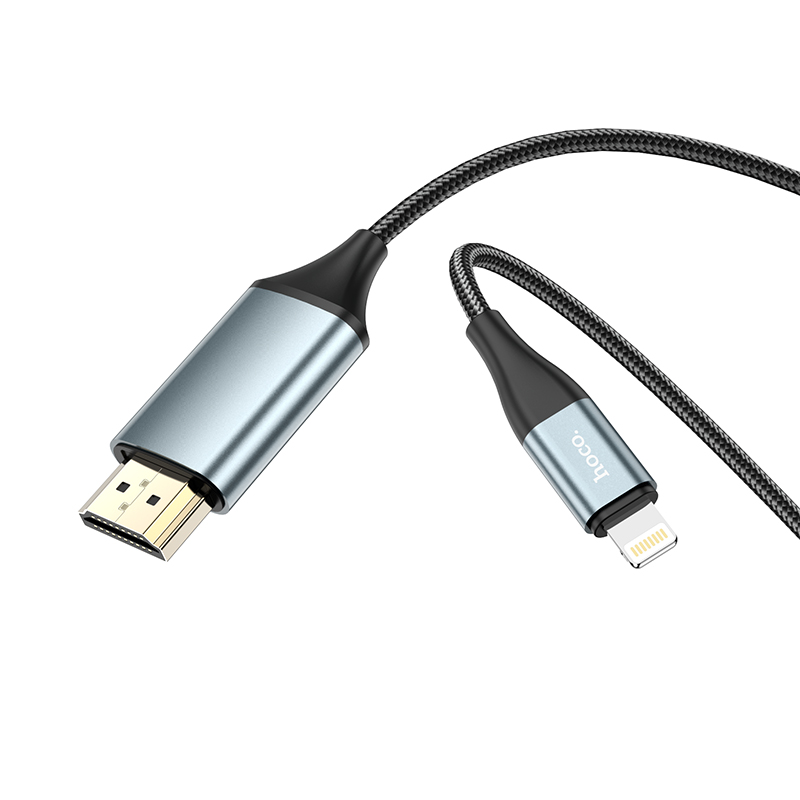 

Кабель Lightning 8-pin(M)-HDMI(19M) 4K, 2м, черный HOCO UA15 (УТ-00011619), UA15