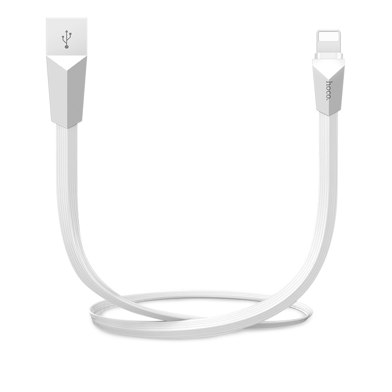 

Кабель Lightning 8-pin-USB, 2.4A, 1.2м, белый HOCO Zinc Alloy rhombus X4 (УТ-00000369), X4